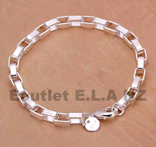 5mm RECTANGULAR LINK SILVER BRACELET-20cm